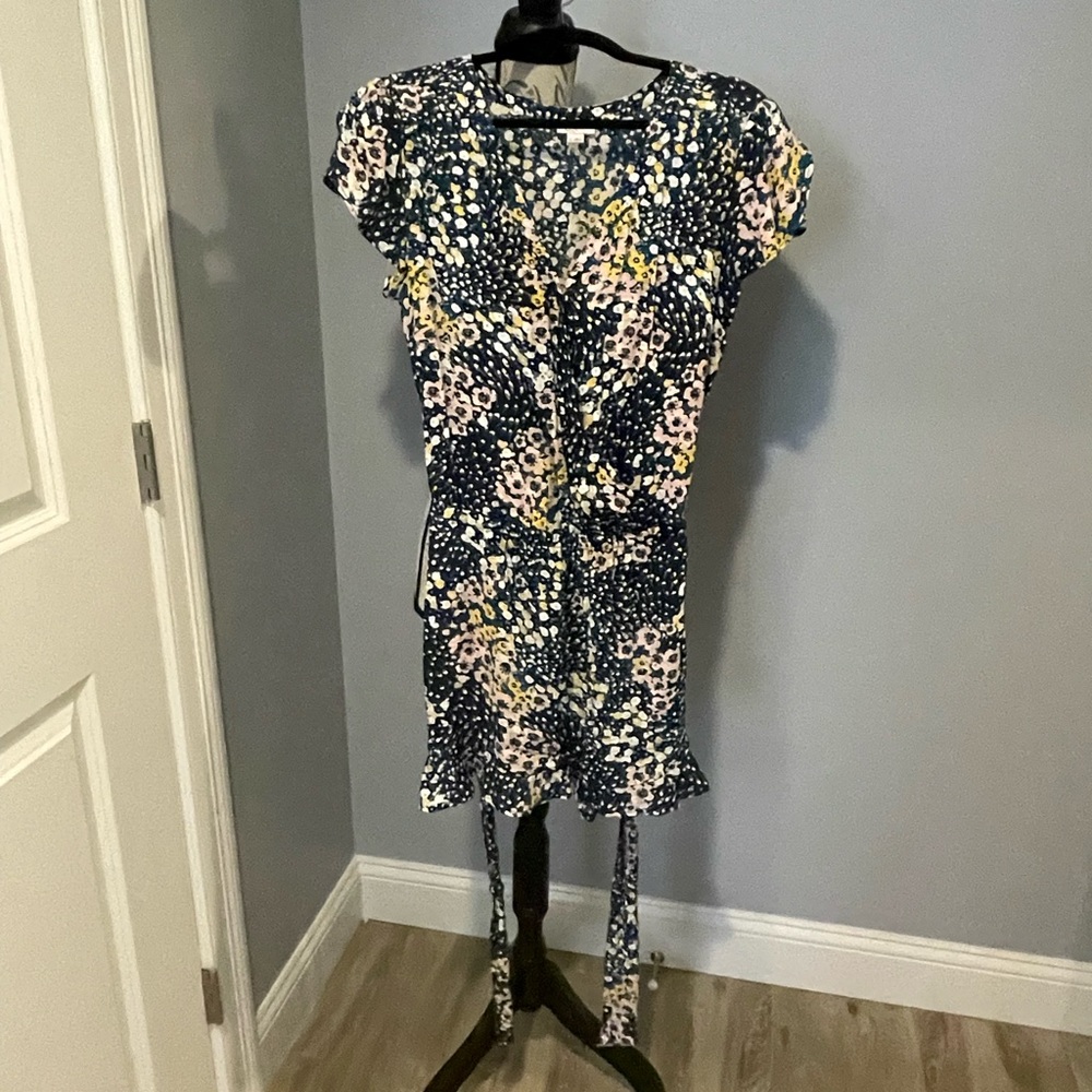 Loft Flutter Sleeve Faux Wrap Romper